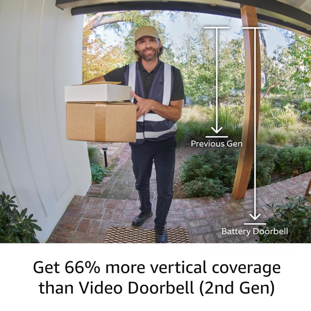 Battery Doorbell | Home or Business Security with Head-To-Toe Video, Live View with Two-Way Talk, and Motion Detection & Alerts, Satin Nickel