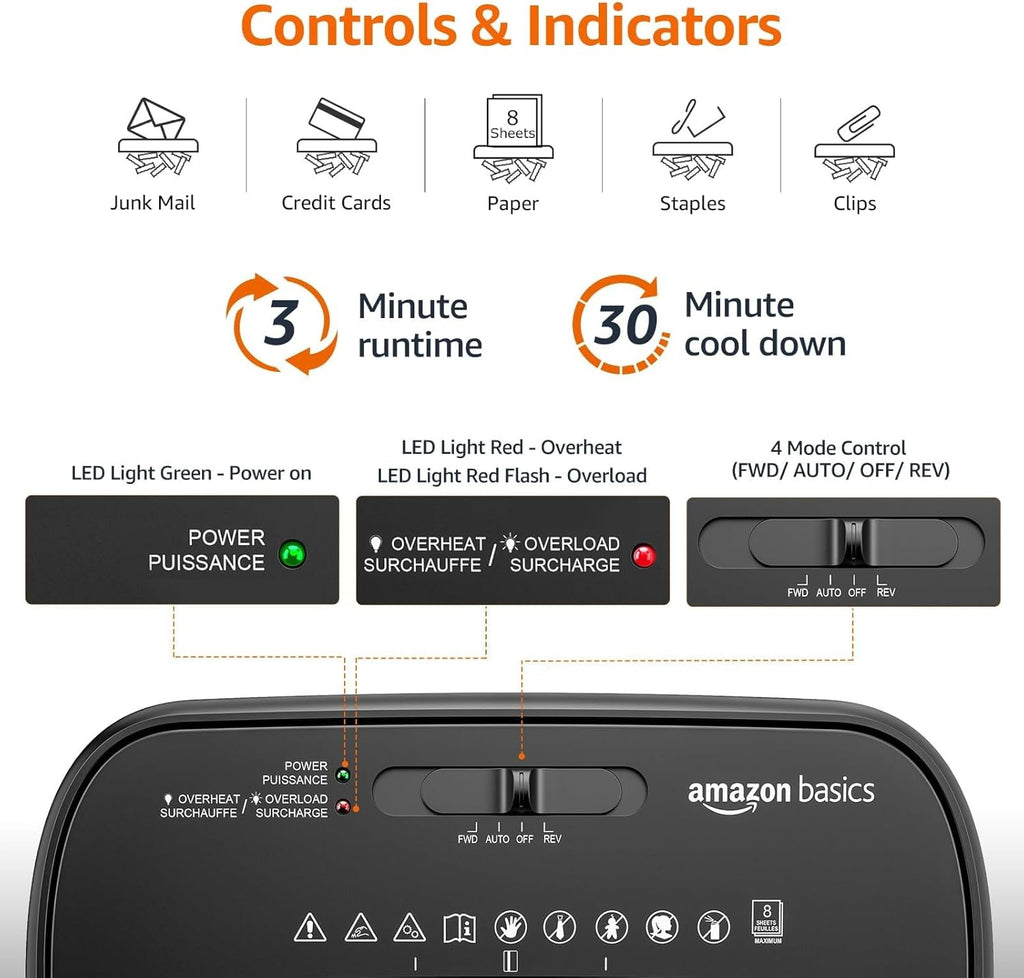 8-Sheet Cross Cut Paper Shredder and Credit Card Shredder - Black