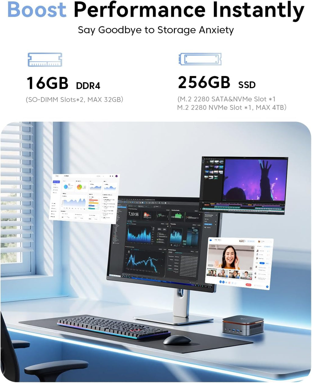Pinova P1 Mini PC Computer, AMD Ryzen 3300U Processor, 16GB DDR4 RAM 256GB M.2 SSD, Mini Desktop Computer Support Triple 4K, USB-C, Wifi, Bluetooth, Ethernet, HTPC for Business, Education, Home