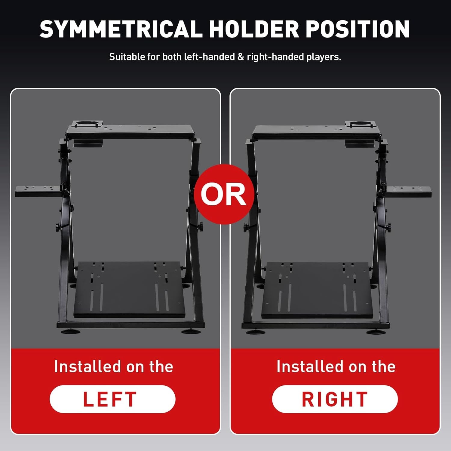 Sim Racing Wheel Stand Simulator Cockpit Wheel Stand Fit for Logitech G25 G27 G29 G920 G923 Thrustmaster T330TS Gaming Stand Wheel Pedals NOT Included, Deep Black with Cup Holder