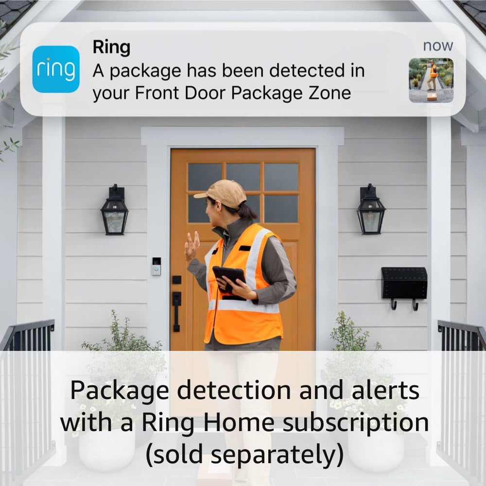 Battery Doorbell | Home or Business Security with Head-To-Toe Video, Live View with Two-Way Talk, and Motion Detection & Alerts, Satin Nickel