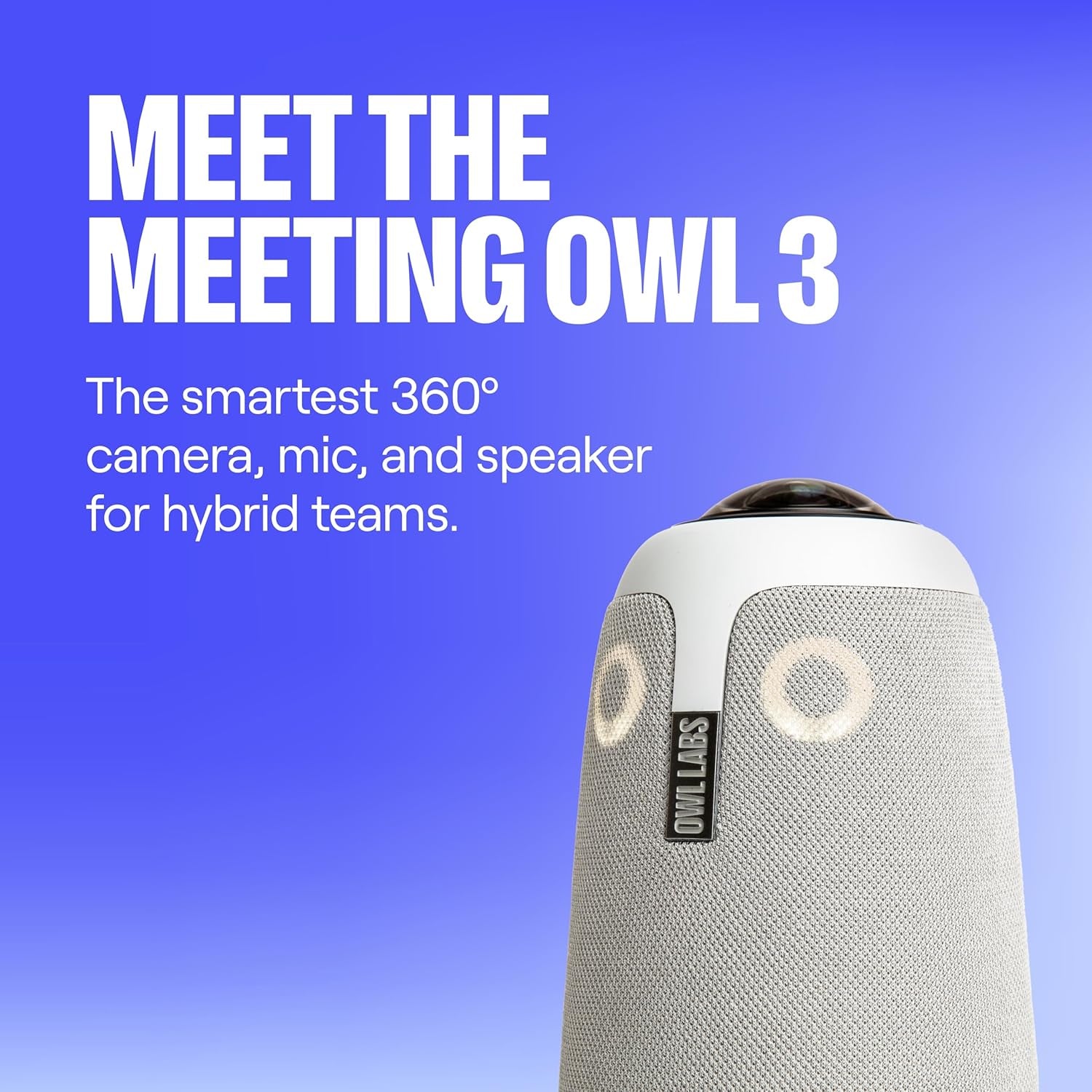 Meeting Owl 3 - 360° 1080P HD Conference Room Camera, Ai-Driven Speaker-Tracking, 18-Foot Mic Pickup - Certified for Microsoft Teams - Works with Zoom, Google Meet - Plug & Play Setup