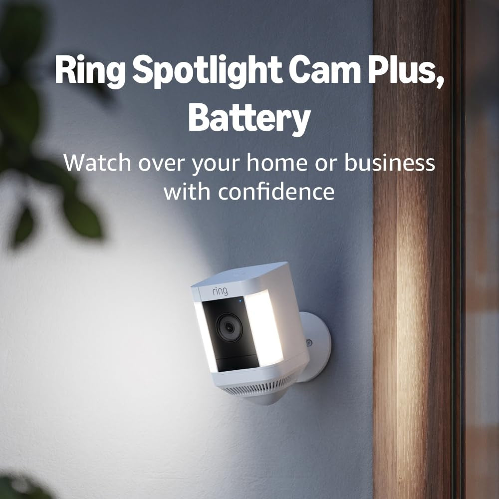 Spotlight Cam Plus, Battery | Home or Business Security with HD Video, Two-Way Talk, Color Night Vision, and Security Siren (2022 Release) - White