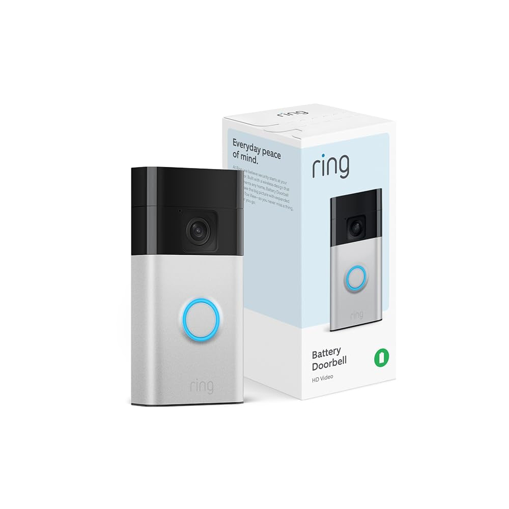 Battery Doorbell | Home or Business Security with Head-To-Toe Video, Live View with Two-Way Talk, and Motion Detection & Alerts, Satin Nickel