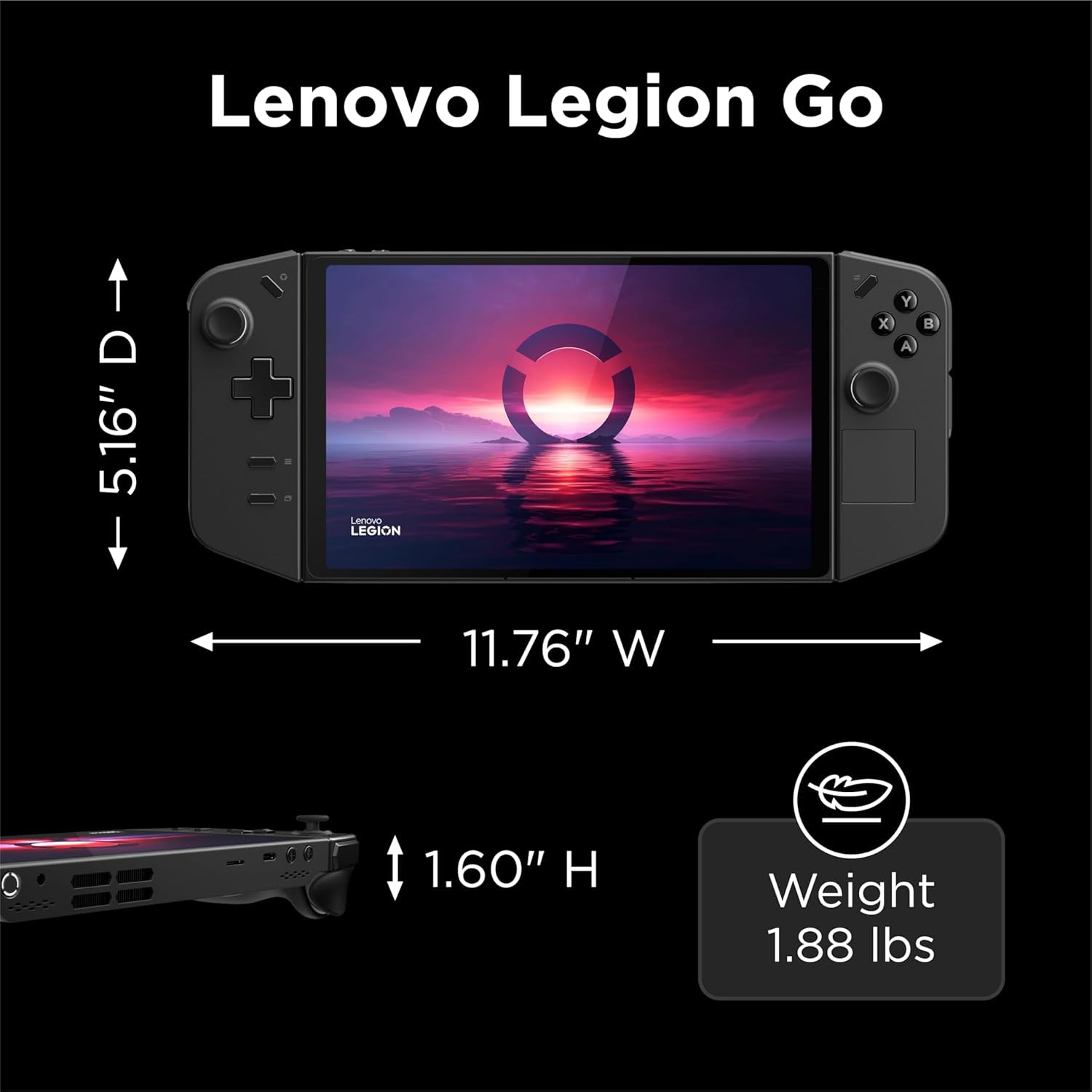 Legion Go 8.8" 144Hz WQXGA Handheld Touchscreen Gaming PC AMD Ryzen Z1 Extreme 16GB RAM 512GB SSD Shadow Black, 8APU1