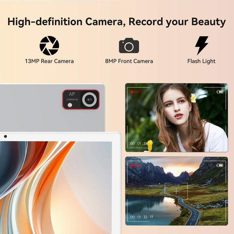 Android 14 Tablet 8GB RAM 128GB ROM, 10.1In 5G Wifi Tablet with Keyboard Case, 8 Core, 1TB Expand, 13MP+5MP, GPS 2025 Newest Tablet