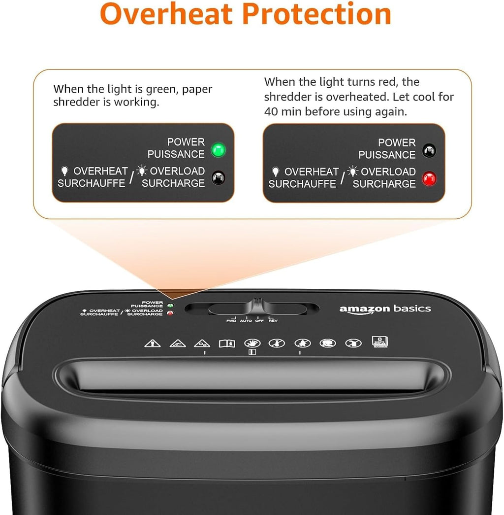 8-Sheet Cross Cut Paper Shredder and Credit Card Shredder - Black