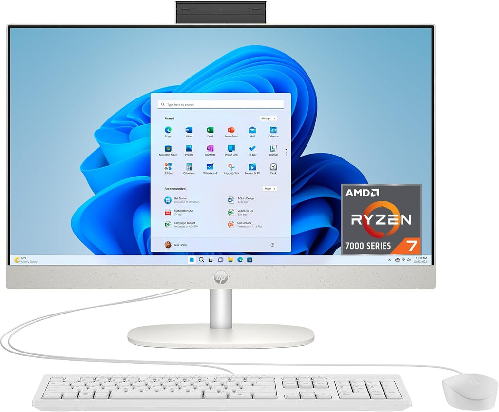 24 Inch All-In-One Desktop PC, FHD Display, AMD Ryzen 7 7730U, 16 GB RAM, 512 GB SSD, AMD Radeon Graphics, Windows 11 Home, 24-Cr0032 (2024)