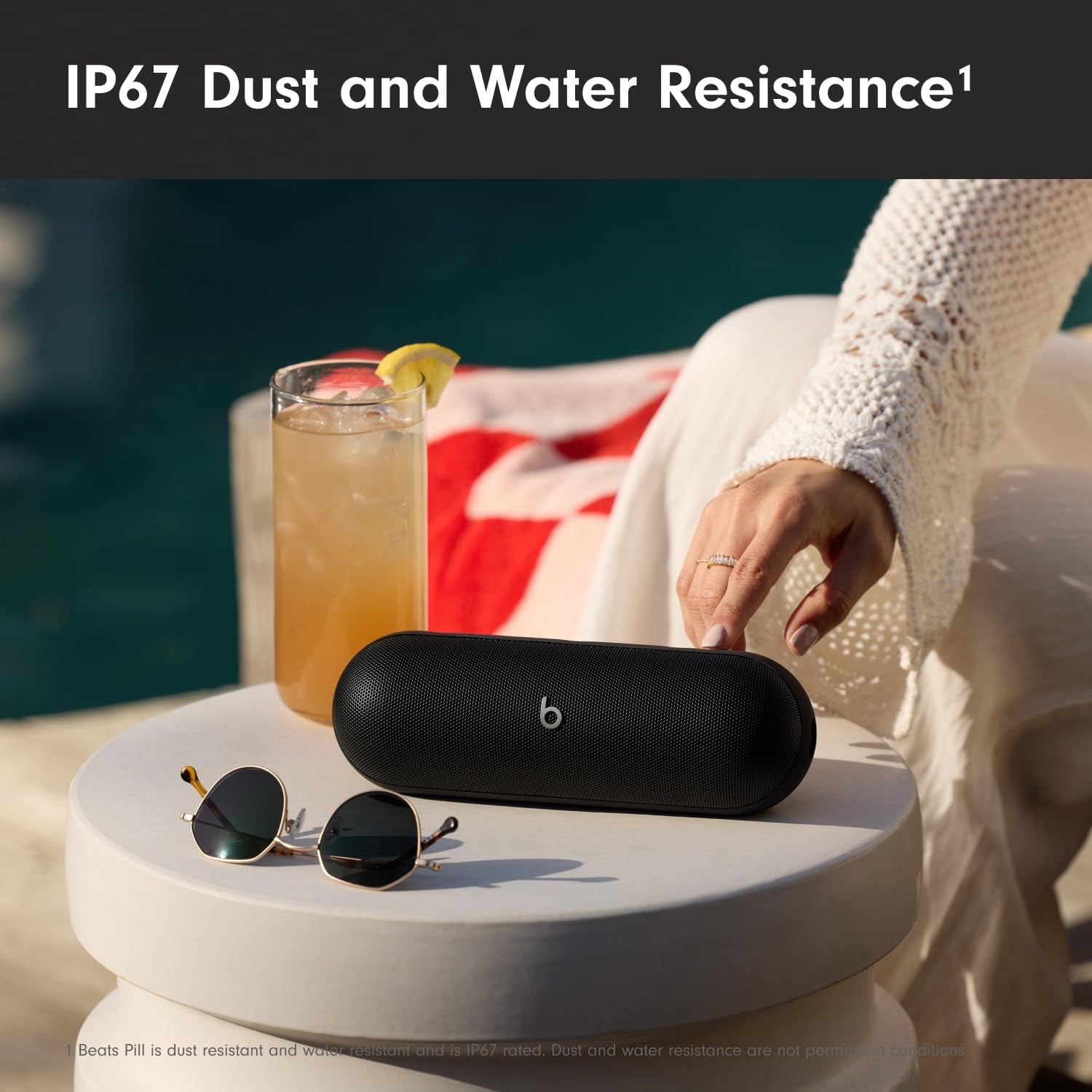 Pill - Portable Bluetooth Speaker - up to 24H Battery Life, Water Resistant, Bluetooth, Apple & Android Compatible, Seriously Loud Sound for Home, Outdoor and Travel - Matte Black