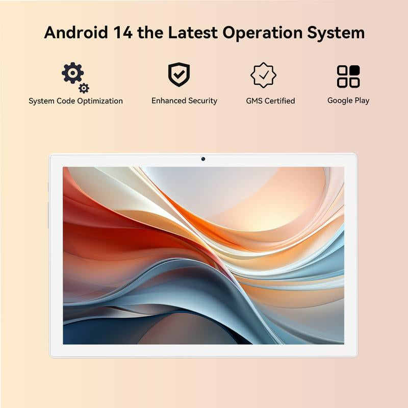 Android 14 Tablet 8GB RAM 128GB ROM, 10.1In 5G Wifi Tablet with Keyboard Case, 8 Core, 1TB Expand, 13MP+5MP, GPS 2025 Newest Tablet