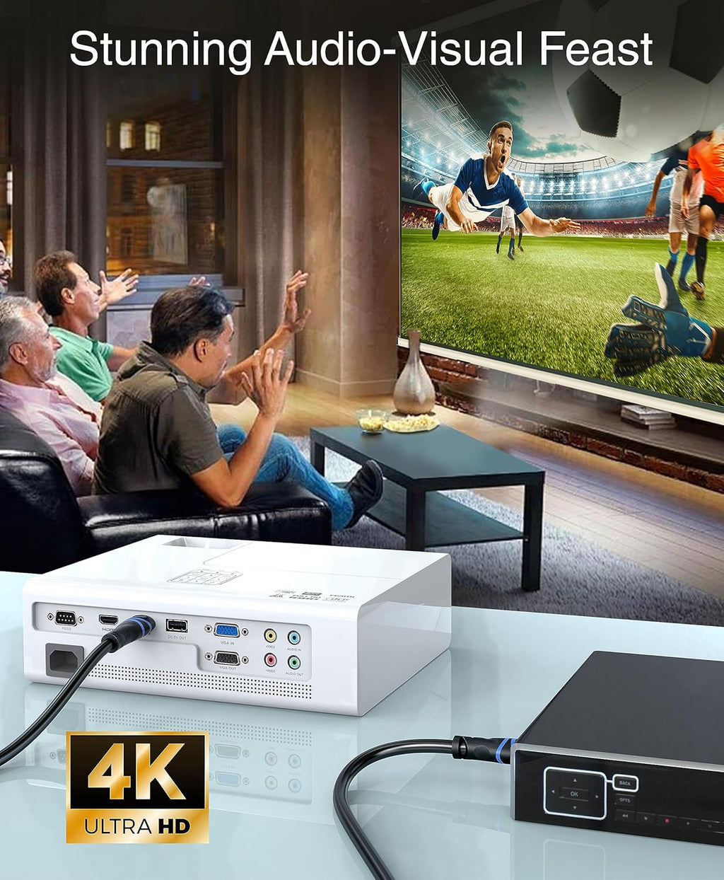 4K HDMI Cable 50FT (4K 30Hz, HDR10, In-Wall CL3 Rated, High Speed, HDCP2.2, Earc) - Long HDMI Cable Compatible with Home Theatre, HDTV, Gaming Consoles, Streaming Devices