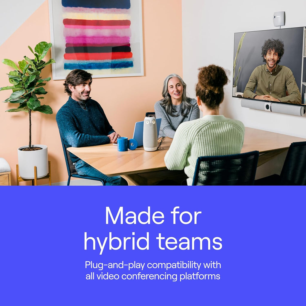 Meeting Owl 3 - 360° 1080P HD Conference Room Camera, Ai-Driven Speaker-Tracking, 18-Foot Mic Pickup - Certified for Microsoft Teams - Works with Zoom, Google Meet - Plug & Play Setup