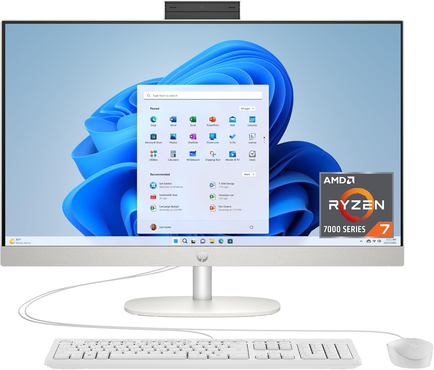 27 Inch All-In-One Desktop PC, FHD Display, AMD Ryzen 7 7730U, 32 GB RAM, 1 TB SSD, AMD Radeon Graphics, Windows 11 Home, 27-Cr0012 (2024)
