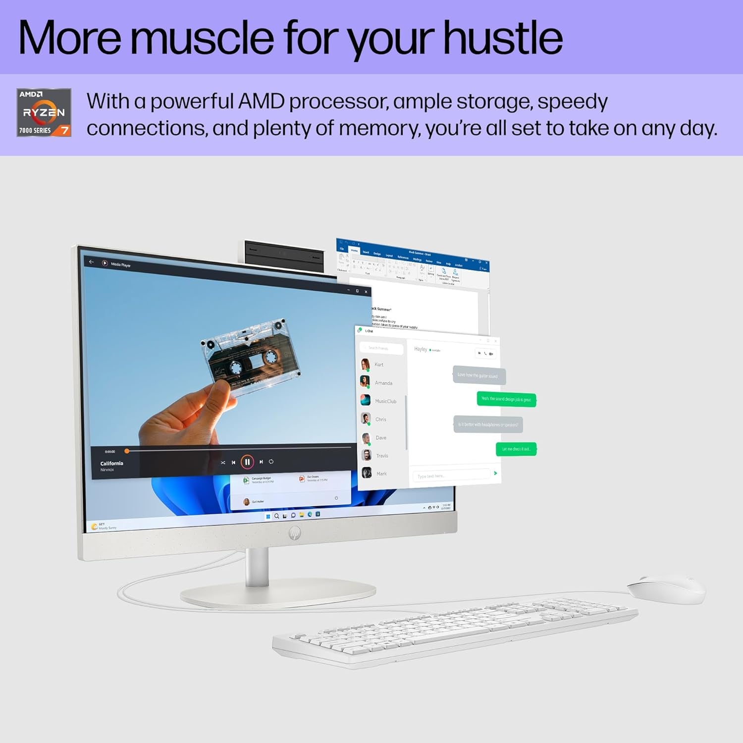 24 Inch All-In-One Desktop PC, FHD Display, AMD Ryzen 7 7730U, 16 GB RAM, 512 GB SSD, AMD Radeon Graphics, Windows 11 Home, 24-Cr0032 (2024)