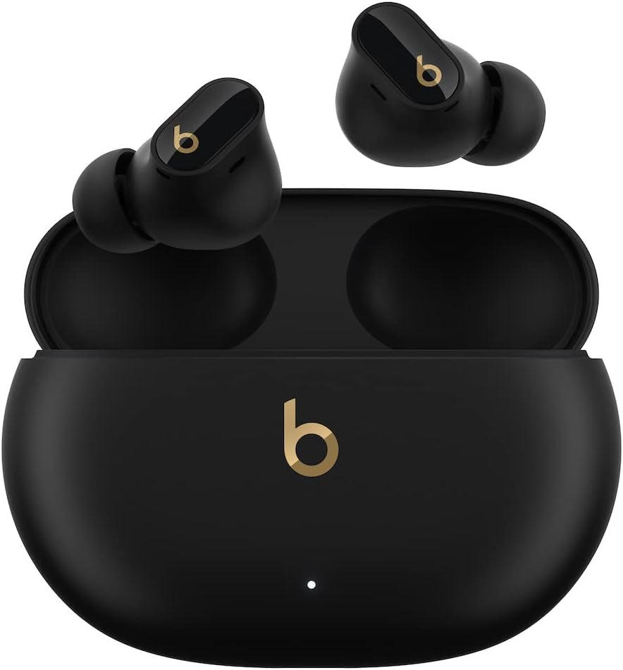 Studio Buds + | True Wireless Noise Cancelling Earbuds, Enhanced Apple & Android Compatibility, Built-In Microphone, Sweat Resistant Bluetooth Headphones, Spatial Audio - Black/Gold