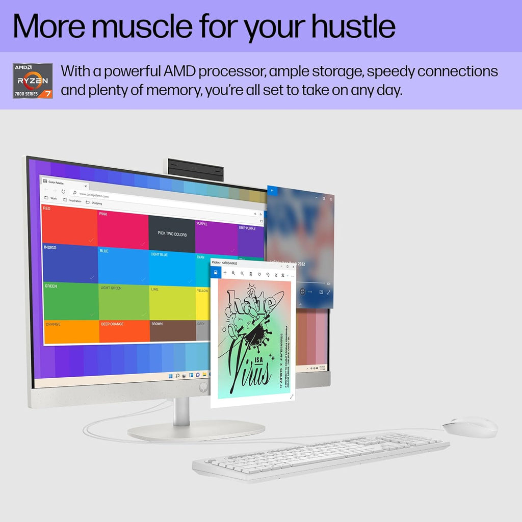 27 Inch All-In-One Desktop PC, FHD Display, AMD Ryzen 7 7730U, 32 GB RAM, 1 TB SSD, AMD Radeon Graphics, Windows 11 Home, 27-Cr0012 (2024)
