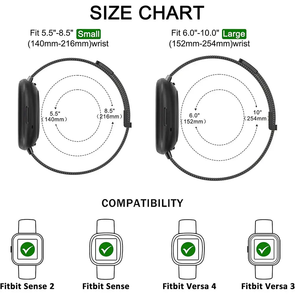 Fitbit Versa & Sense Magnetic Steel Band - Elegant Design