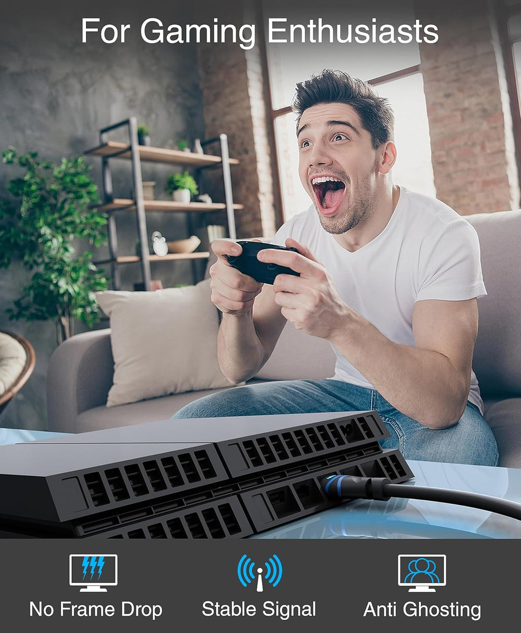 4K HDMI Cable 50FT (4K 30Hz, HDR10, In-Wall CL3 Rated, High Speed, HDCP2.2, Earc) - Long HDMI Cable Compatible with Home Theatre, HDTV, Gaming Consoles, Streaming Devices