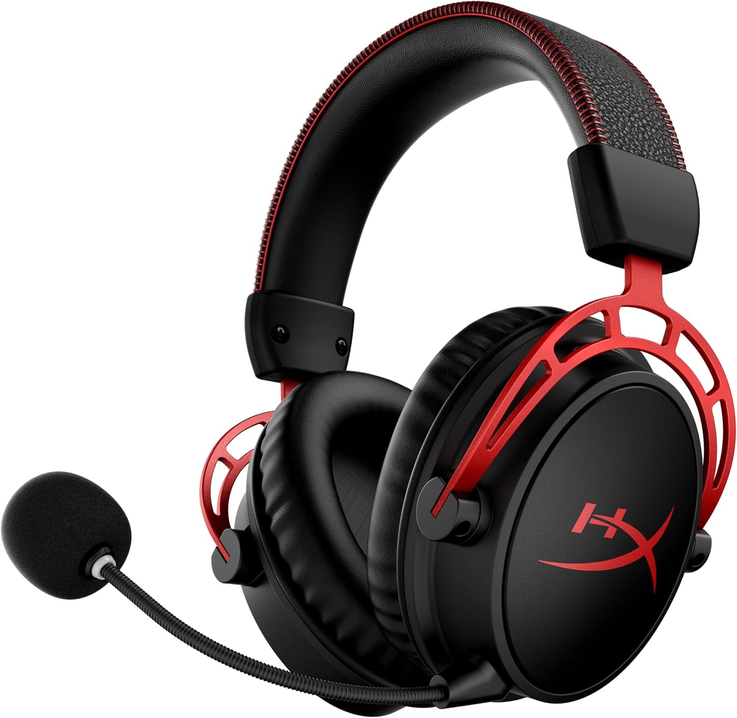 Cloud Alpha Wireless - Gaming Headset for PC, 300-Hour Battery Life, DTS Headphone:X Spatial Audio, Memory Foam, Dual Chamber Drivers, Noise-Canceling Mic, Durable Aluminum Frame,Red