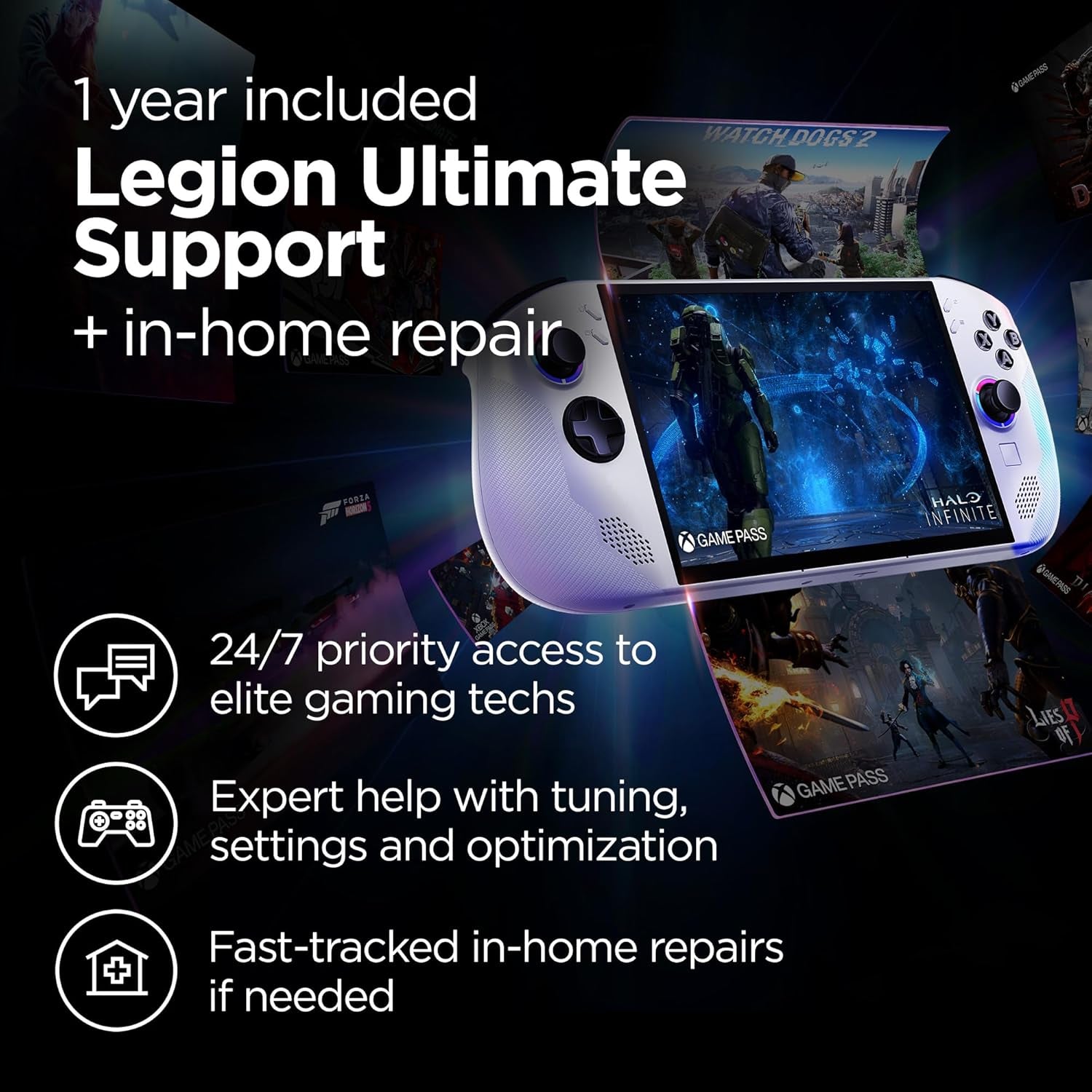 Legion Go S - 2025 - Mobile Gaming Console - AMD Radeon Graphics - 8" Puresight IPS Display - 120Hz - AMD Ryzen™ Z2 Go - 16GB Memory - 512GB Storage - Glacier White - Free PC Game Pass