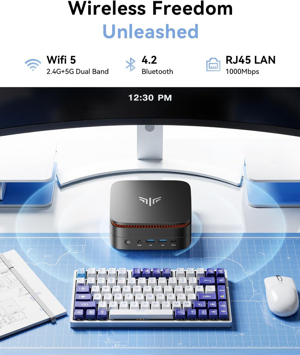 Pinova P1 Mini PC Computer, AMD Ryzen 3300U Processor, 16GB DDR4 RAM 256GB M.2 SSD, Mini Desktop Computer Support Triple 4K, USB-C, Wifi, Bluetooth, Ethernet, HTPC for Business, Education, Home