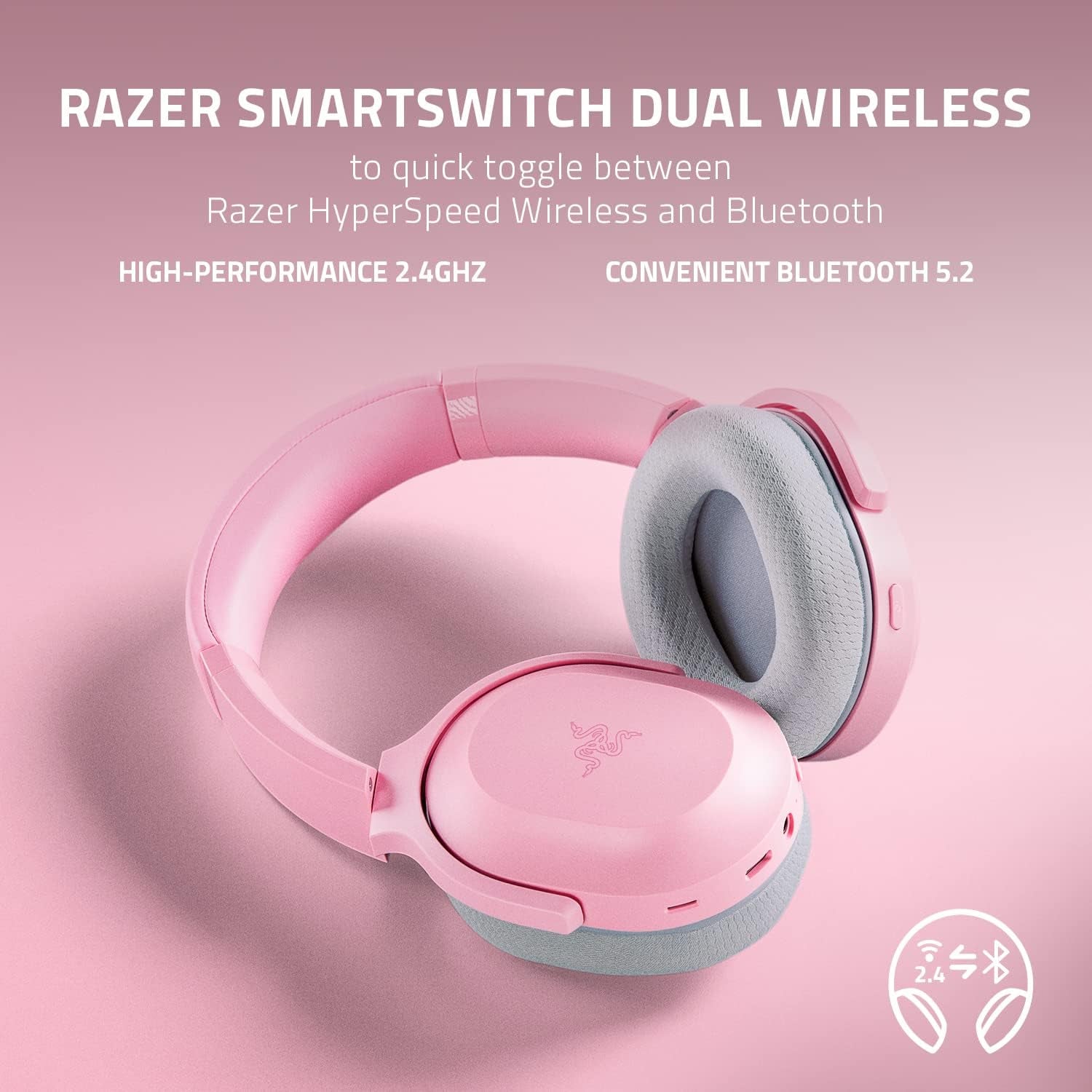 Barracuda Wireless Gaming & Mobile Headset (PC, Playstation, Switch 2, Android, Ios): 2.4Ghz Wireless + Bluetooth - Integrated Noise-Cancelling Mic - 50Mm Drivers - 40 Hr Battery - Quartz Pink