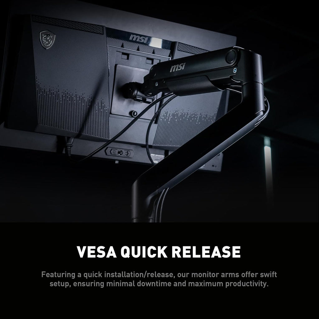 MAG MT201D - Premium Heavy Duty Dual Monitor Stand Arms, 17-45" Support, VESA Compatible, Adjustable Spring Mount, 44 Lbs per Screen, Clamp & Grommet, Quick Release Plate - Black